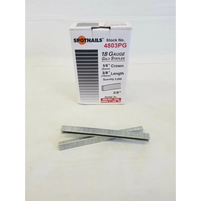 Spot Nails Spot Nails 4803PG 18 Gauge Staples with 1/4-inch Crown and 3/8-inch Leg Similar to Senco L06 5,000 per Box