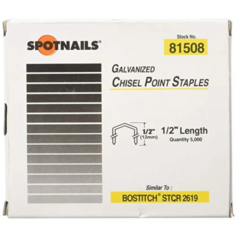 Spot Nails Spot Nails 81508 1/2-inch Staples similar to Bostitch STCR2619 5,000 per Box