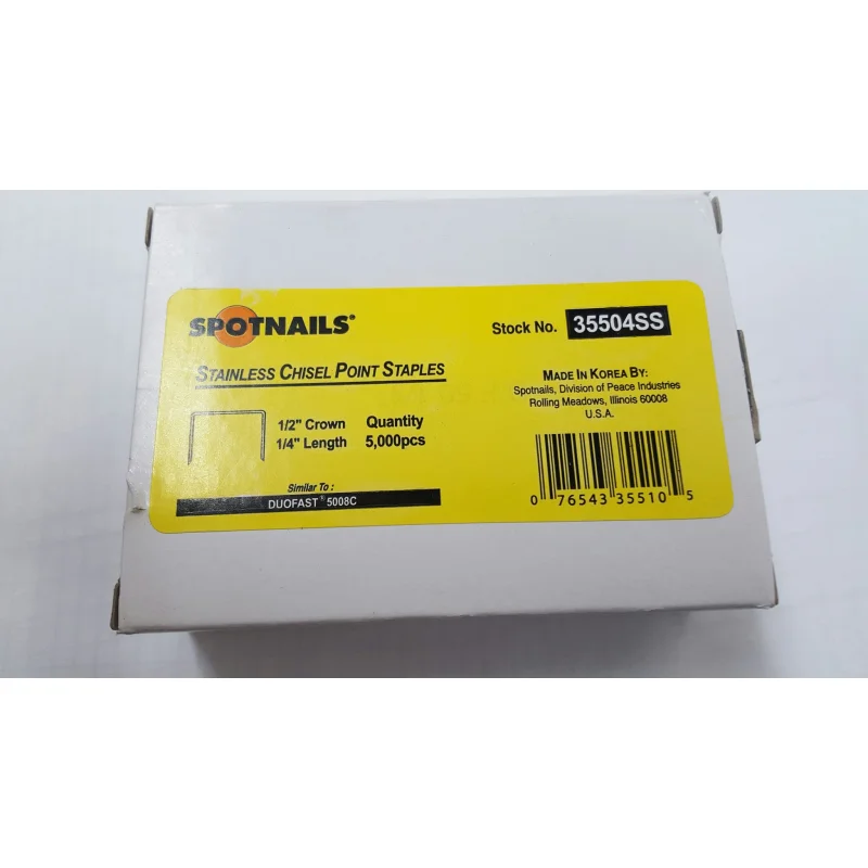 Spotnail 35504ss (similar toDuo Fast 5008-CSS ) Staple 5M 20 Gauge 1/2″ Crown X 1/4″ LegStainless Steel Staples