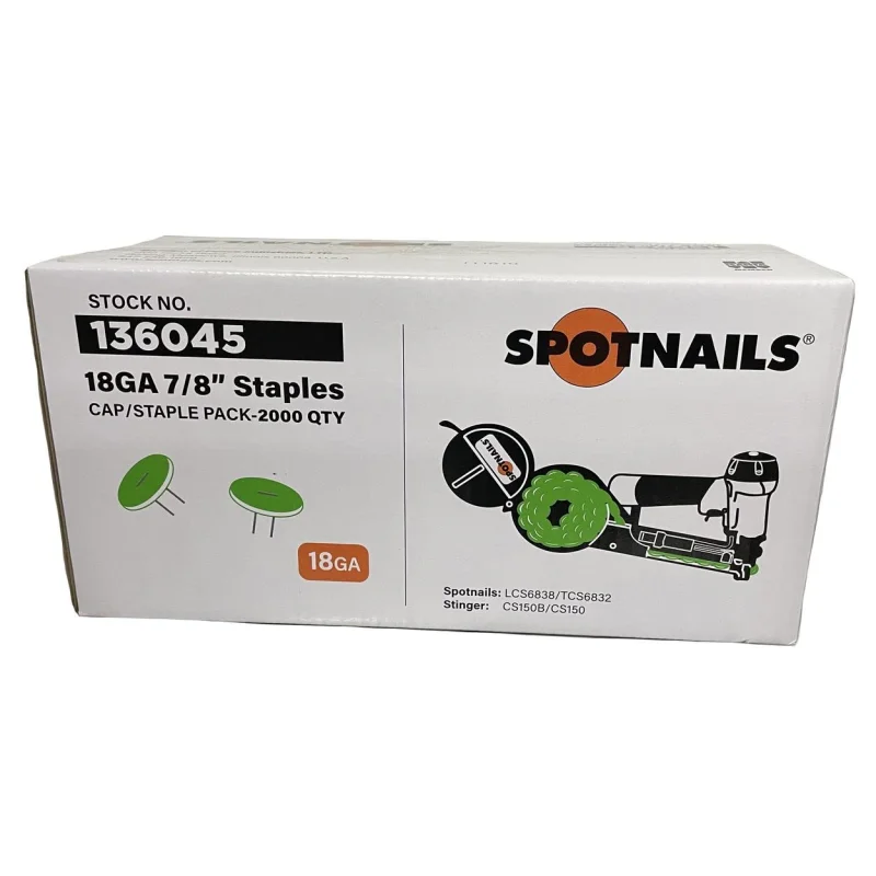SpotNails 18Ga 3/8″ X 7/8″ Cap and STAPLE PAC 136045 2,000/box