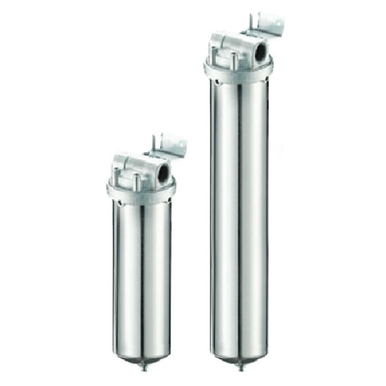 HydroScientific, T1-304-34, 10" 304 Stainless Steel Single Filter Cup Housing, DOE, 3/4" In/Out