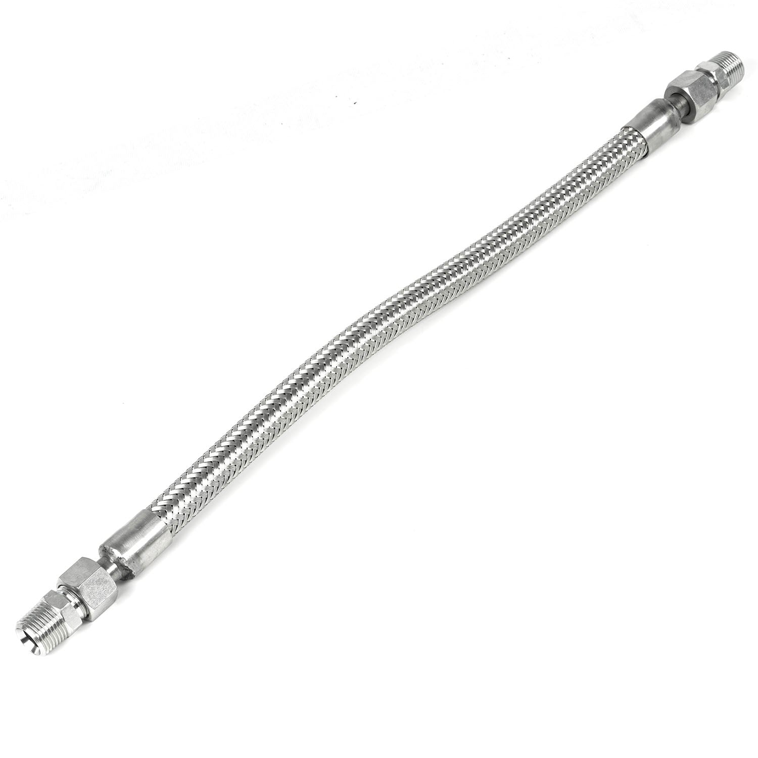 1/2" x 18" Stainless Steel Compressed Air Line Metal Flex Hose with NPT Adapters