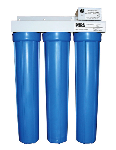 Pura 15730431 UV20-3 SD/CB UV, 5 Micron Sediment Filter & 10 Micron Carbon Filter System, 8 GPM, 115 VAC, NC