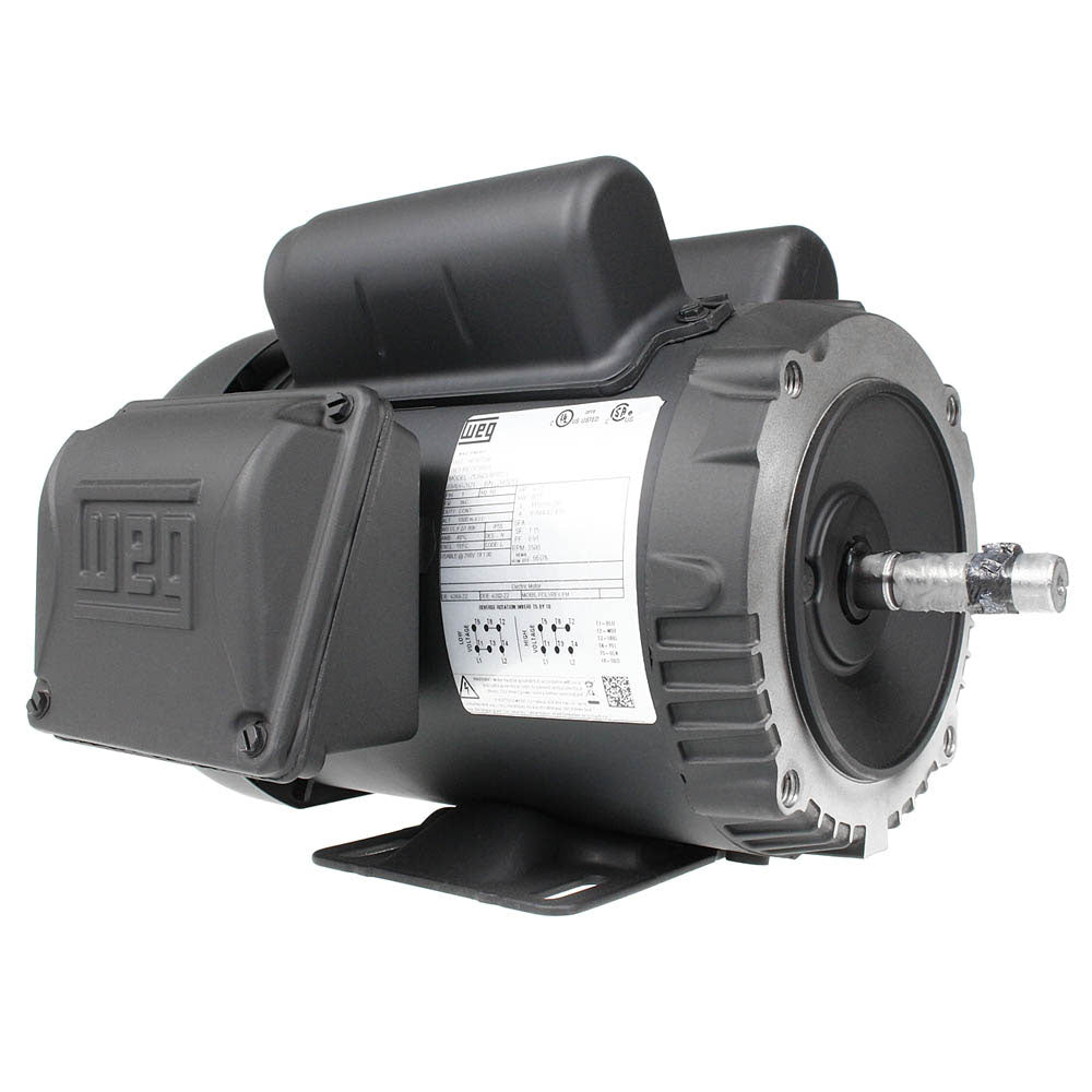 WEG 3/4 HP 1 Phase Electric Motor 3500 RPM 56C Frame 115-208-230V TEFC C-Face .7536ES1B56C-S