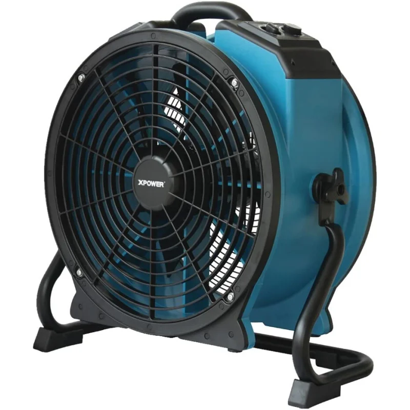 XPOWER X-47ATR 1/3 HP Sealed Motor Axial Air Mover Fan – with Variable Speed Control, 3 Hour Timer – Blue
